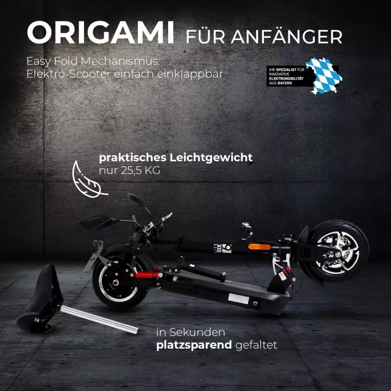 eFlux Lite Six E-Scooter 1000 Watt mit Straßenzulassung, 40 km/h, verstellbarer Sitz, Lithium-Akku eFlux Lite Six E-Scooter 1000 Watt mit Straßenzulassung, 40 km/h, verstellbarer Sitz, Lithium-Akku
