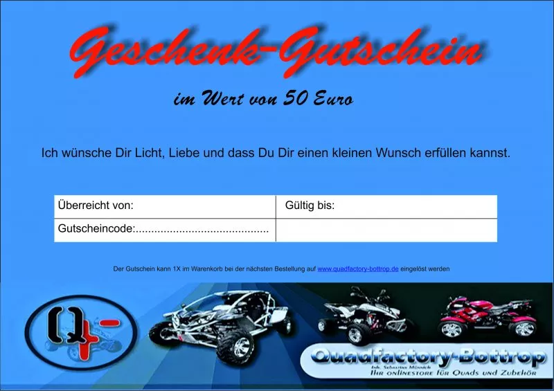 Geschenkgutschein im Wert von 50 Euro Geschenkgutschein im Wert von 50 Euro
