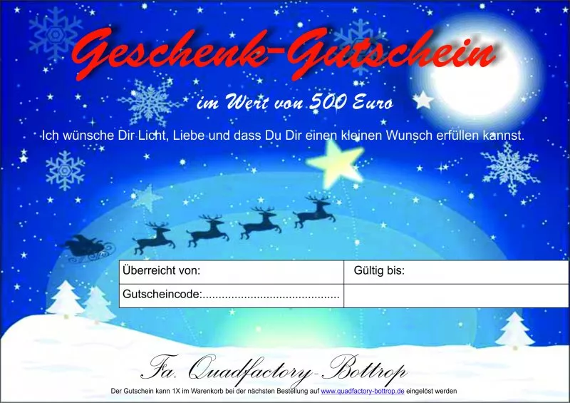 Geschenkgutschein im Wert von 500 Euro Geschenkgutschein im Wert von 500 Euro