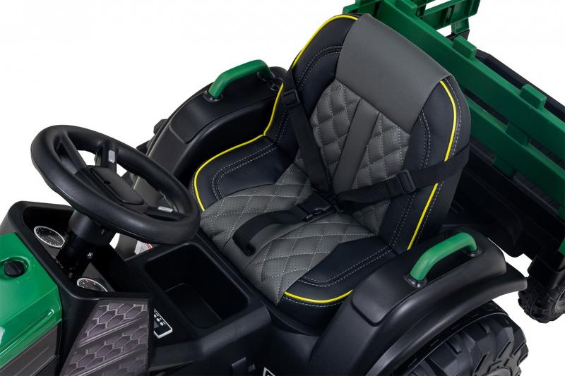 Elektro-Kindertraktor mit Anhänger, Staufach & Schaufel, Fernbedienung, 2 Motoren 90 Watt, Ledersitz Elektro-Kindertraktor mit Anhänger, Staufach & Schaufel, Fernbedienung, 2 Motoren 90 Watt, Ledersitz