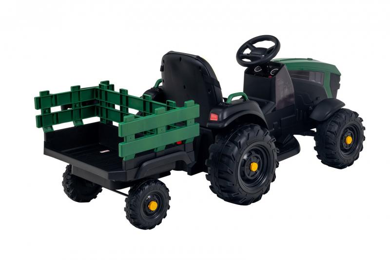 Elektro-Kindertraktor mit Anhänger, Staufach & Schaufel, Fernbedienung, 2 Motoren 90 Watt, Ledersitz Elektro-Kindertraktor mit Anhänger, Staufach & Schaufel, Fernbedienung, 2 Motoren 90 Watt, Ledersitz