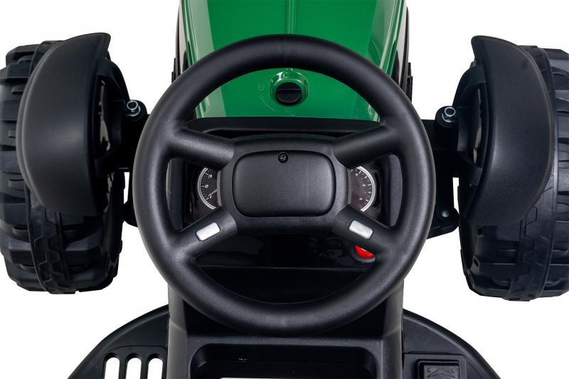 Elektro-Kindertraktor mit Anhänger, Staufach & Schaufel, Fernbedienung, 2 Motoren 90 Watt, Ledersitz Elektro-Kindertraktor mit Anhänger, Staufach & Schaufel, Fernbedienung, 2 Motoren 90 Watt, Ledersitz